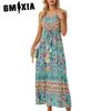 Women's Fashion Summer Spring Floral Print Sleeveless V-Neck High Waist Casual Dresses