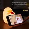 Duck USB Rechargeable Night Light Silicone Lamp Patting Switch Kids Gift Birthday Bedside Gift Living Room Home Decoration NEW