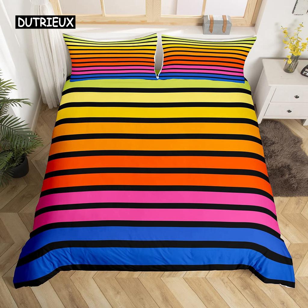 Abstract Rainbow Colorful Bedding Set Queen King Sinlge Duvet Cover Dream Polyester Comforter Covers Pillowcase Soft Bedclothes