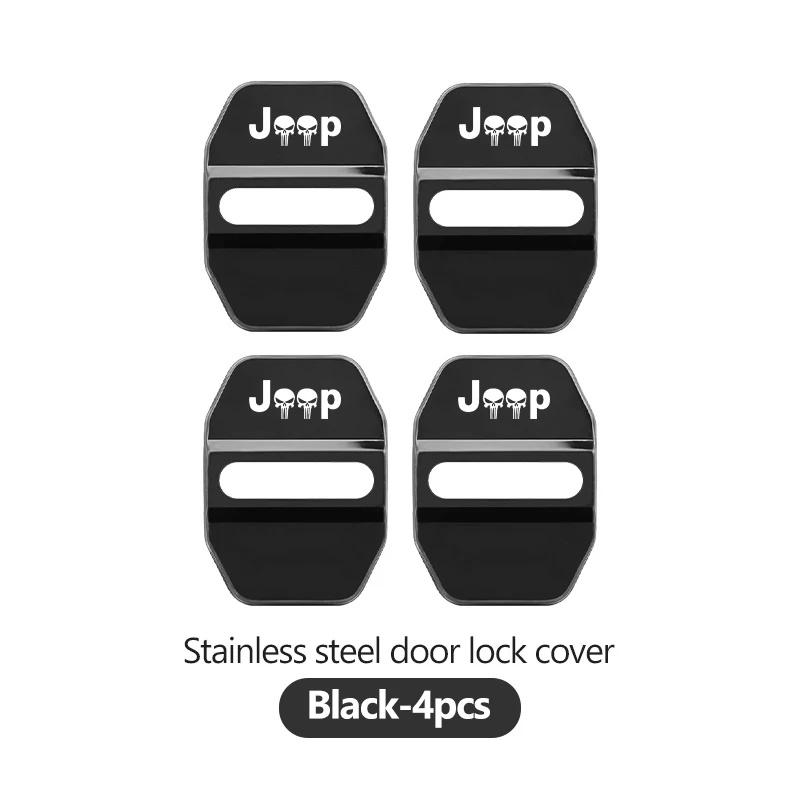 4Pcs Stainless Steel Car Door Lock Cap Cover for Jeep Renegade Wrangler JK Grand Cherokee Compass Patriot Liberty Auto Accessory