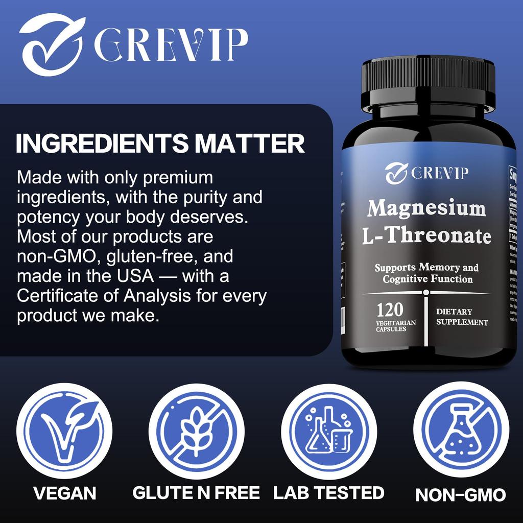 120pcs Magnesium L-Threonate 2000mg - Nootropic Brain Booster, Memory & Focus