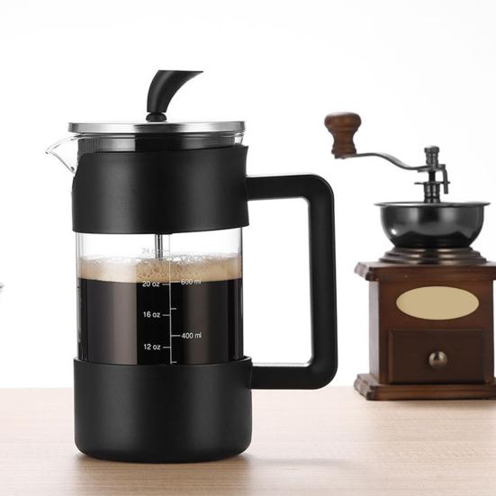 1000ml French Press Coffee Maker 34oz Heat-Resistant Borosilicate Glass No-Drip Spout