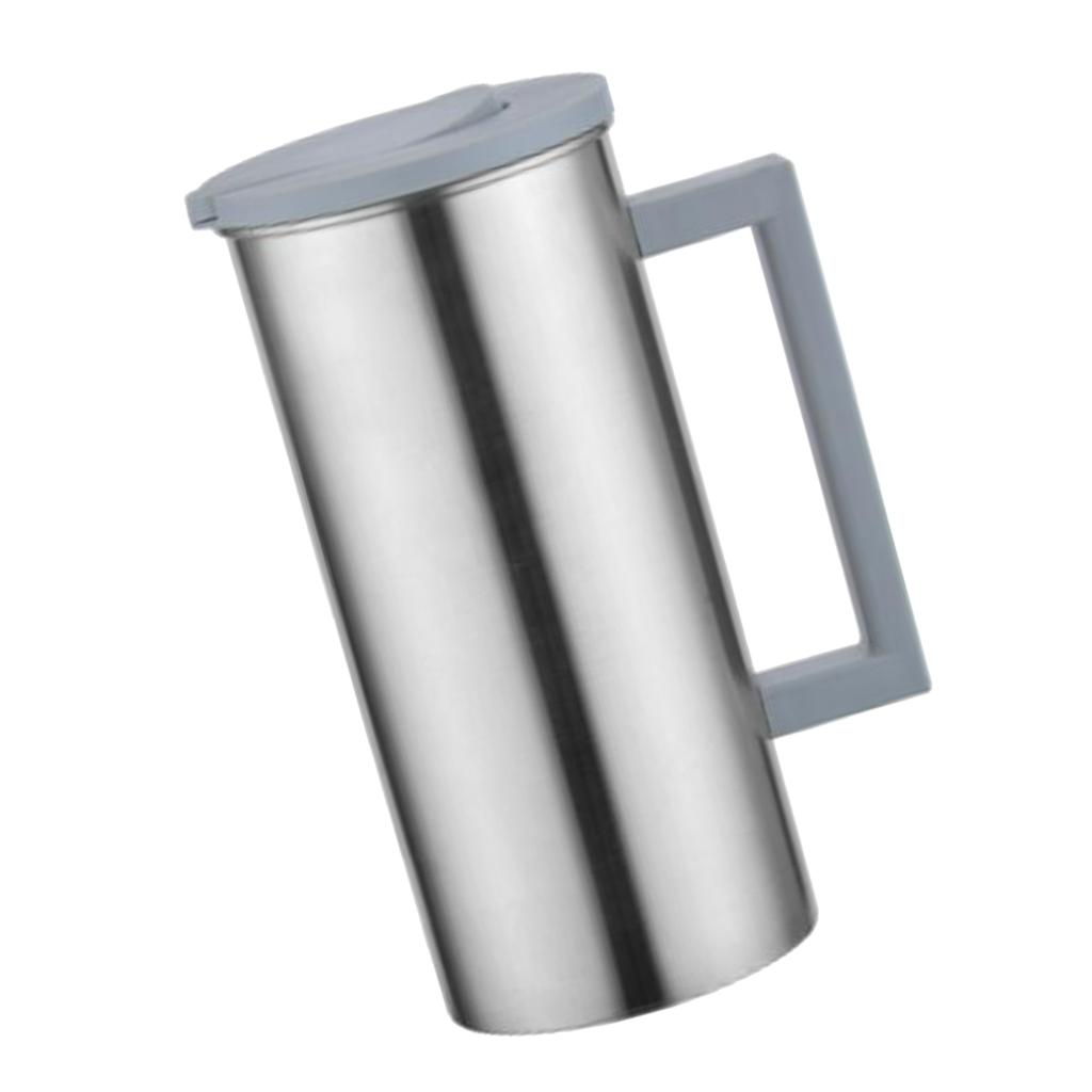 1.8 Liter Large Stainless Steel Water Pitcher Jug Drinks Juice Beverage Jugs for Home Kitchen Shop Cafe Office Use