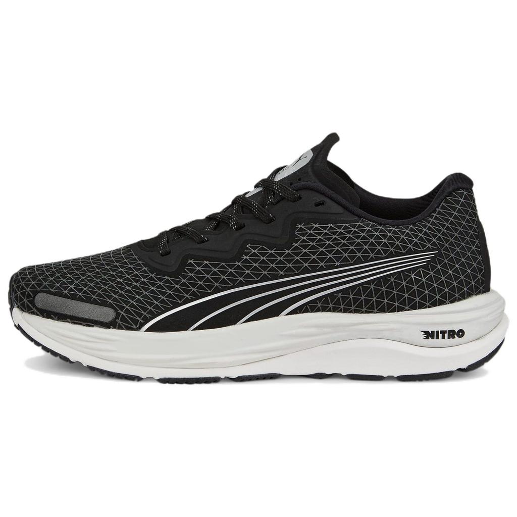 Puma Velocity Nitro 2 Легкая ткань с эффектом отскока Нескользящие Прочные Дышащие Низкие Повседневные Кроссовки для бега Унисекс кроссовки Черно-белые 376918-01