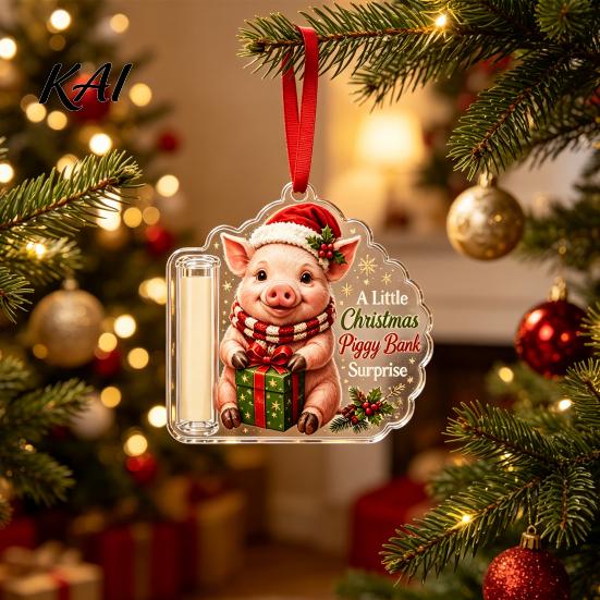 Holiday Gift Accessories Christmas Cash Holder Ornament, Cute Dog Clear Money for Birthday Gift, Xmas Tree Hanging Decoration Party Supplies Creative