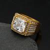 Hip Hop Men's Gold Color Bling Square Ring AAA Zircon 316L Stainless Steel with Rhinestone Large Men's Ring Cool Jewelry Gift