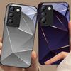 Геометрический принт Для Y72 33S 11 03 36 96 Lite 35 16 Iqoo 12 V40 SE 5G 29 40 21 30 X80 Pro Vivo Чехол для телефона из закаленного стекла Черный