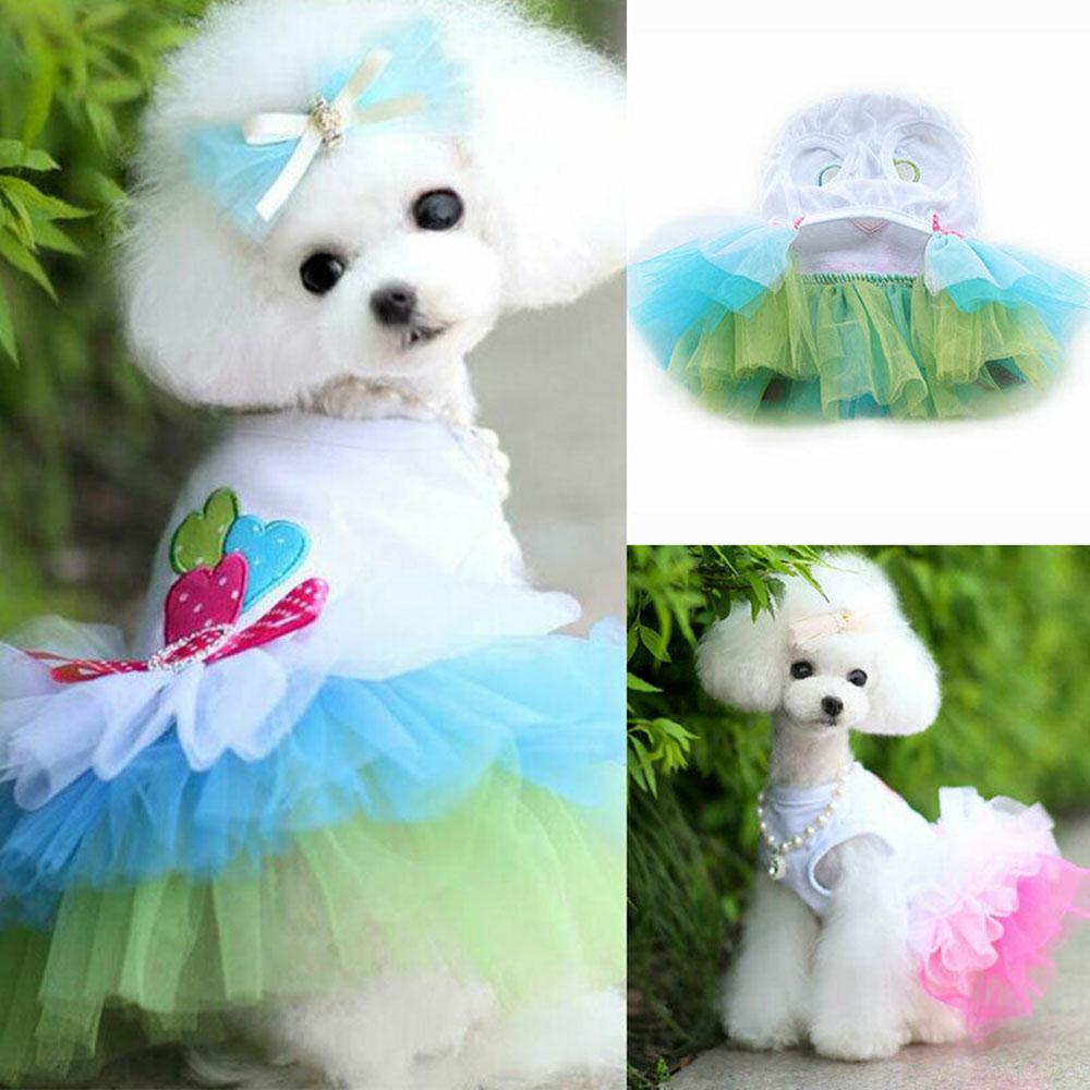 Lips & Love Heart Print Pet Clothes Princess Dress Cotton Lace Tutu Skirt Small Dog Cat Dress