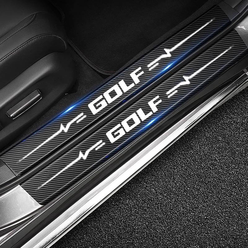 RUNTB1 Car Threshold Stickers for Volkswagen VW Golf 4 6 MK4 Passat Polo B6 B7 R Line Jetta GTI GTD Rear Door Sill Anti Scratch Pad