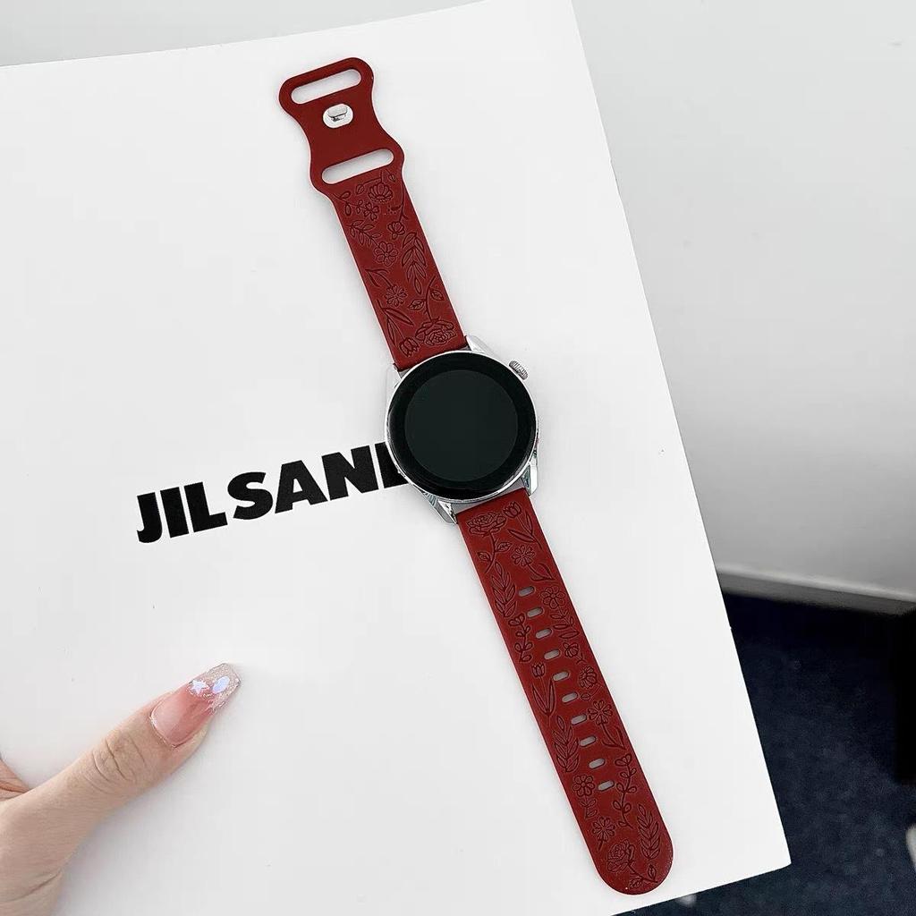 18 мм 20 мм 22 мм Ремешок с гравировкой розы для Samsung Galaxy Watch 654 40 мм 44 мм Gear S3 Силиконовый Милый Ремешок Классический 43 мм 45 мм Active 2