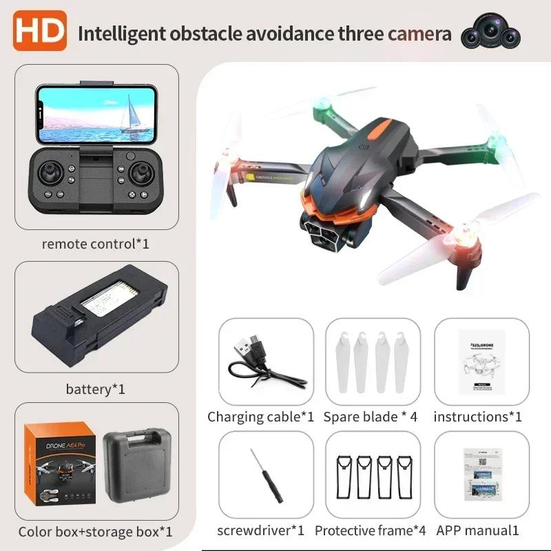 New AE4 Pro Drone Foldable Colorful lights 8K Professinal Triple HD Camera Optical Flow Positioning Avoidance Drone