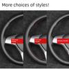 Steering Wheel Cover, Genuine Leather Hand-Stitched Steering Wheel Cover, Universal for All Seasons, Cowhide Handlebar Cover, Anti-Slip Leather Cover