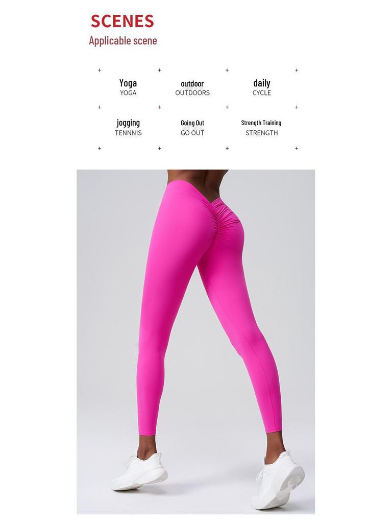 Хуатон Йога-брюки с эффектом подтяжки ягодиц - Без следов, Не скатываются, V-образный пояс для похудения, для бега и фитнеса