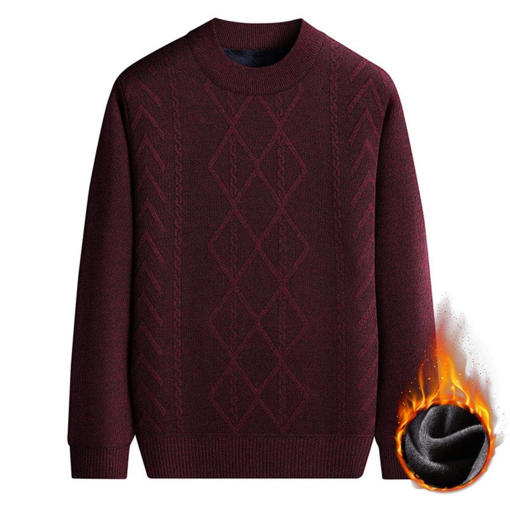 Men's Casual Round-neck, Fleece And Thickened Warm Knitted Sweater, Men's Pullover Sweater