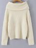 French Winter Off-Shoulder Soft Knit Sweater - Solid Color Loose Pullover