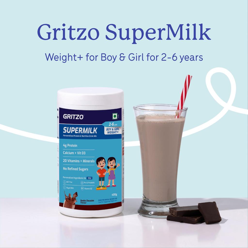 Gritzo SuperMilk Weight+ (2-6 лет Дети), Двойной шоколад, 400 г
