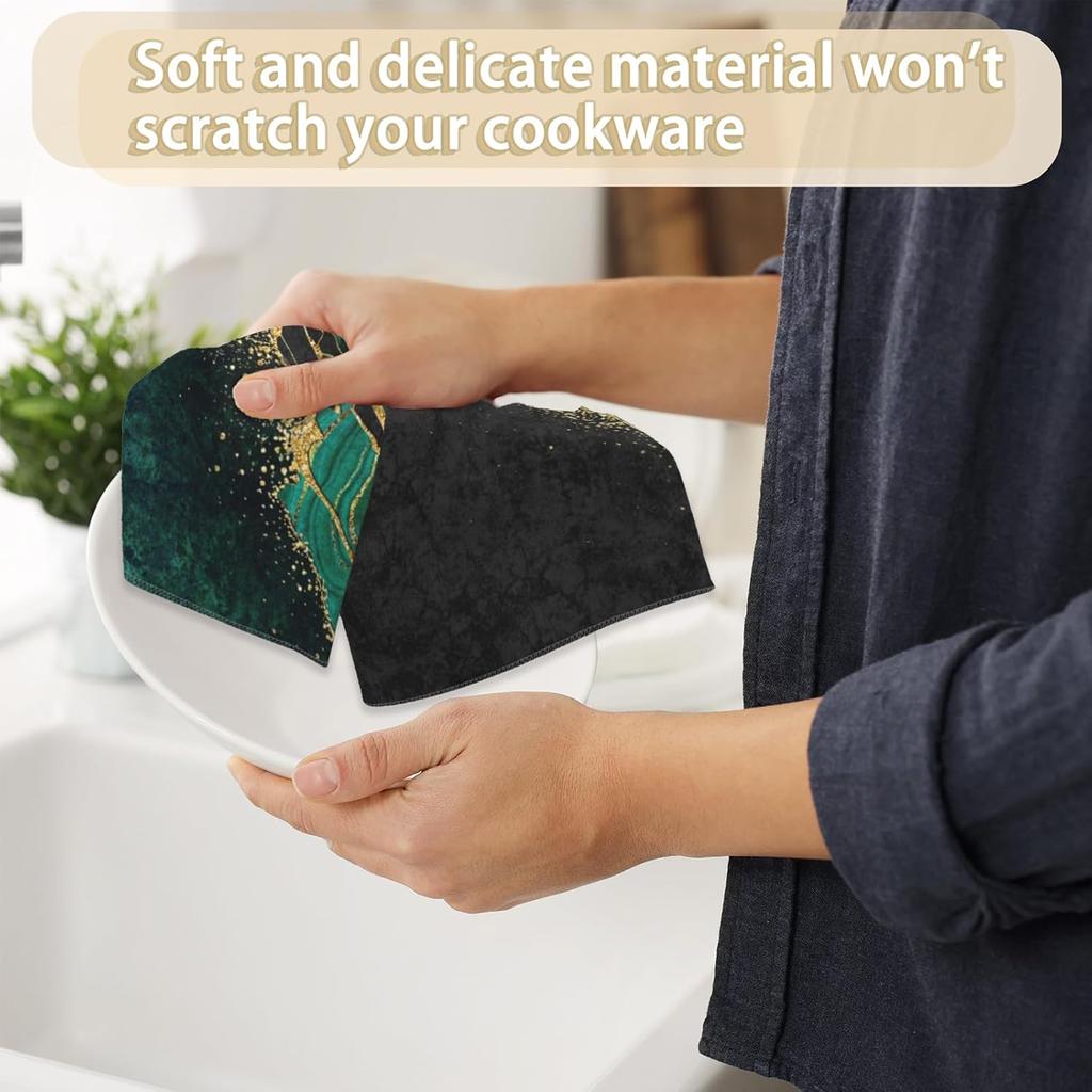 Green Black Marble Hand Towels Set of 2 Decorative Hand Bath Towel for Bathroom Kitchen Accessories Hotel Spa Valentines Mothers Day Wedding Gifts 18