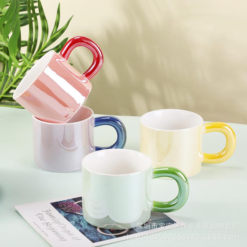 Creative Light Luxury Pearlescent Glaze Boys And Girls High Value Cup Couple Afternoon Tea Souvenir Coffee Cup
