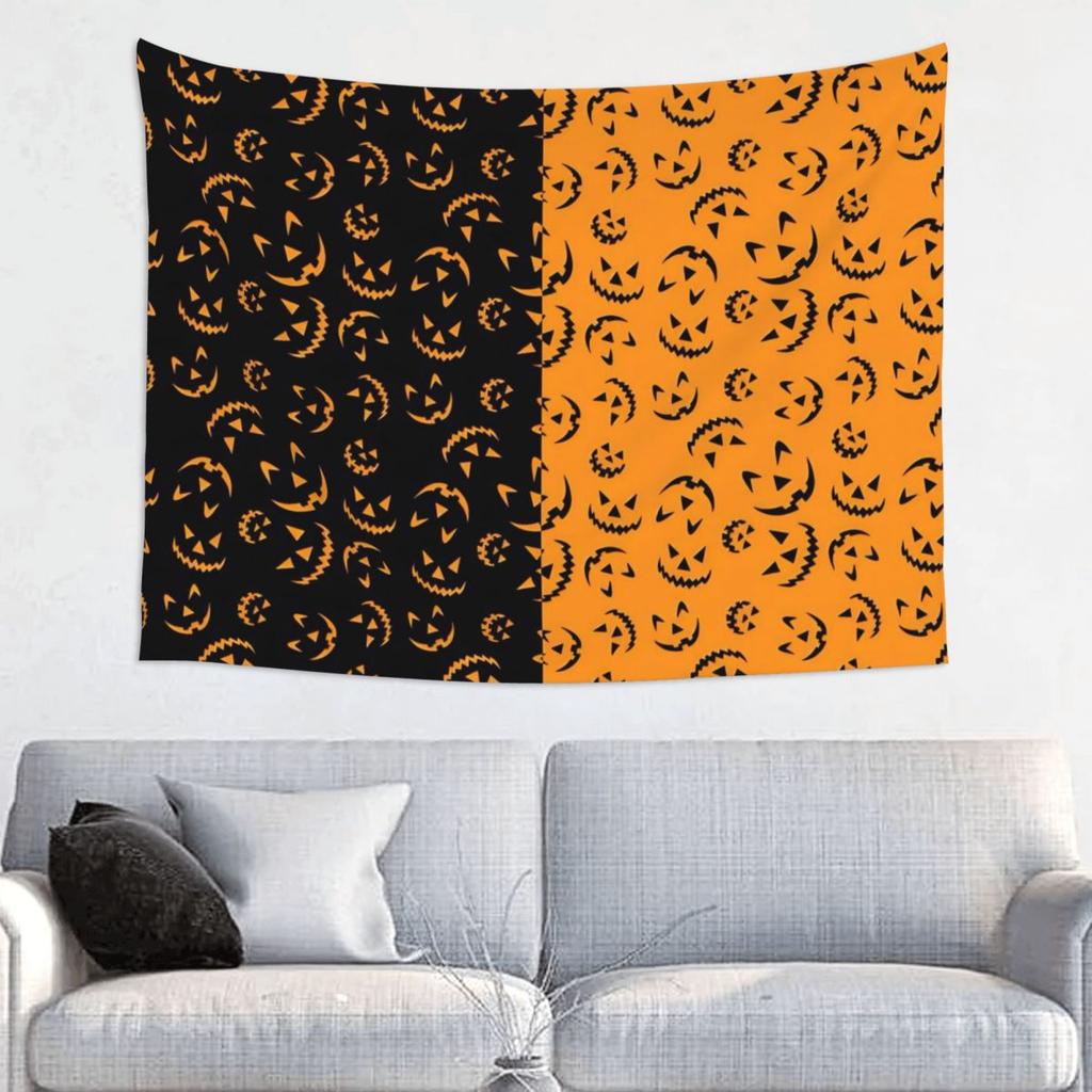 Happy Halloween Tapestry Wall Hanging Hippie Polyester Wall Tapestry Bats Spooky INS Blanket Dorm Decor Yoga Mat