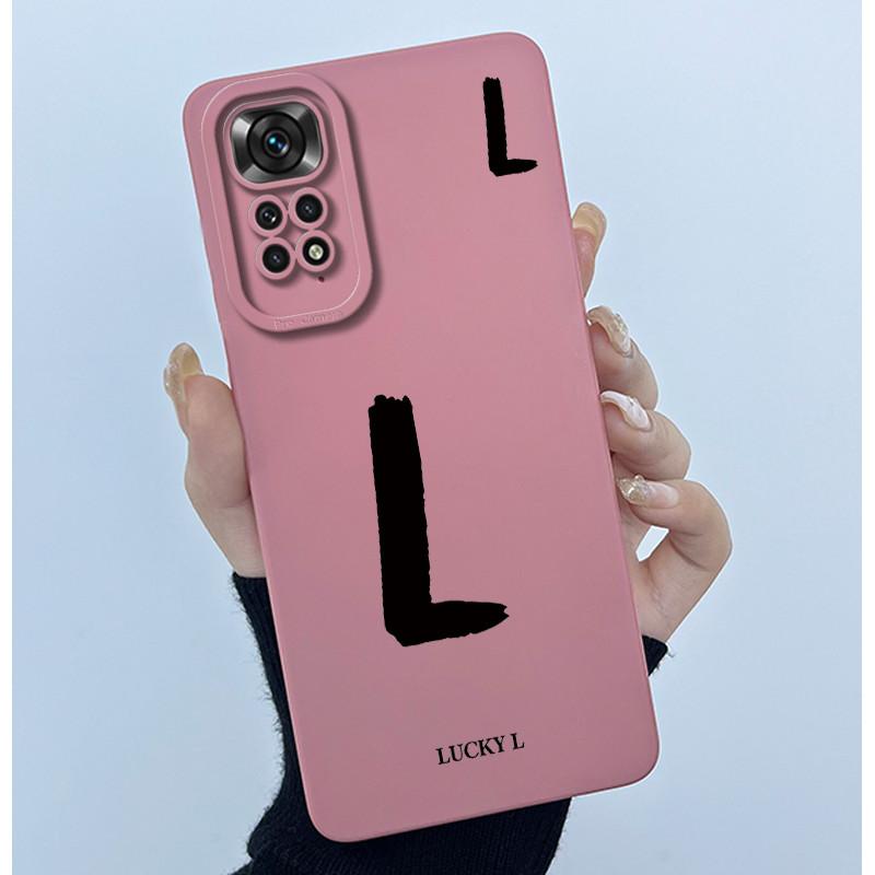 For Redmi Note 11 11S Cover Case Lucky Initial Letter Couple Silicone Soft Phone Bumper for Redmi Note11s Note 11 S Pro Casing
