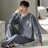 Cotton Men's Pajamas Set Spring Soft Long Sleeves Sleepwear Fashion Printed Home Clothes Youth Boy Pyjamas
