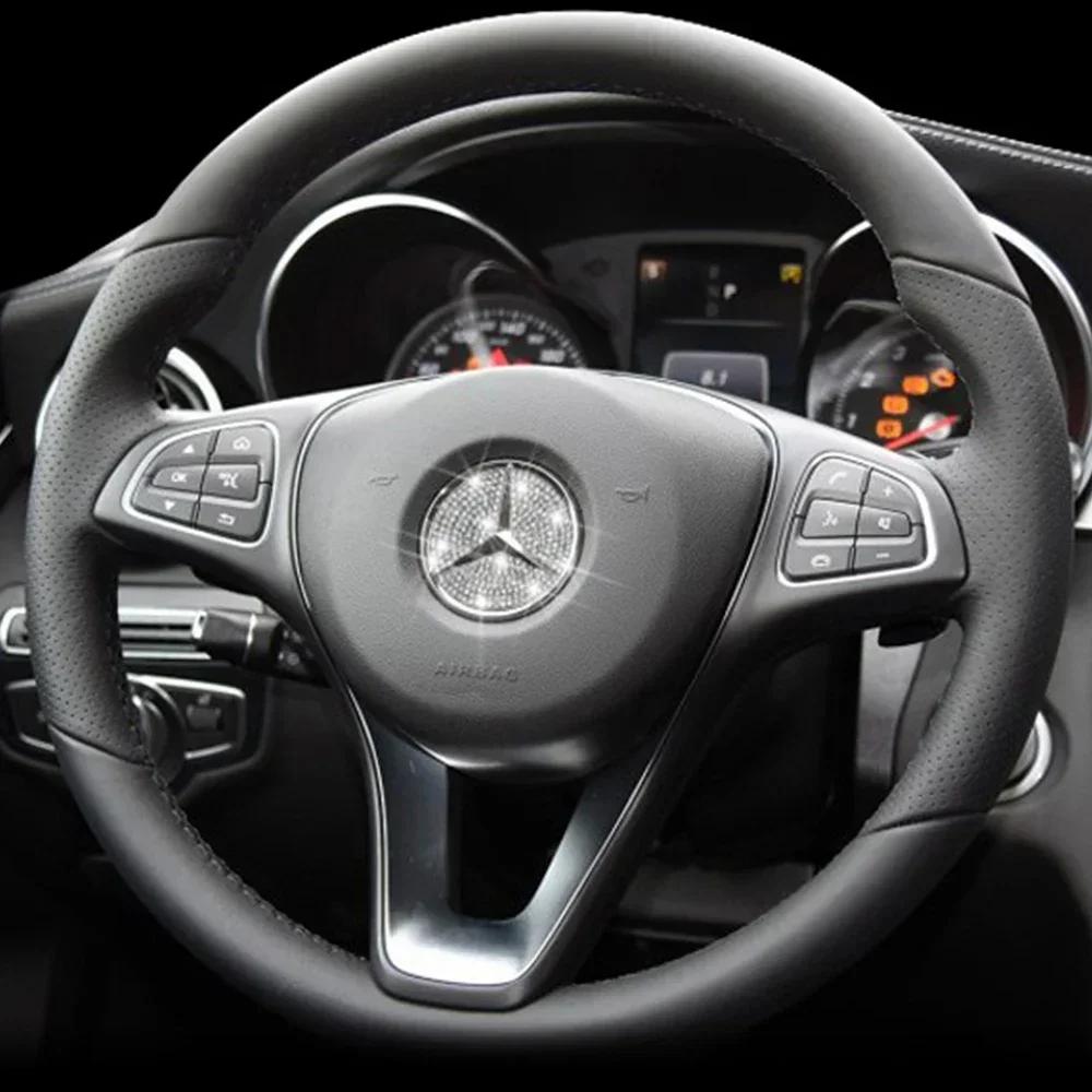 C200 E200 Новый Для Mercedes Benz 45/49 мм Автомобильный Руль Кристальный Алмазный Стикер Эмблема Для Mercedes Benz AMG A B C E S GLA CL