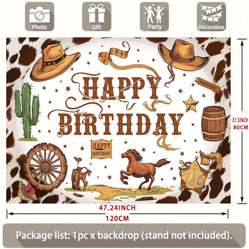 1Pcs Western Cowboy Happy Birthday Decoration Background Backdrop For Photo Studio Photo Booth Party