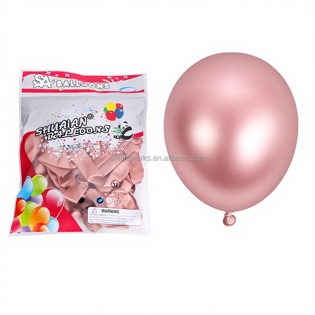 High Quality 12inch Pink Metallic Latex Balloons with Text and Patterns for Wedding Birthday Party Event Decoration