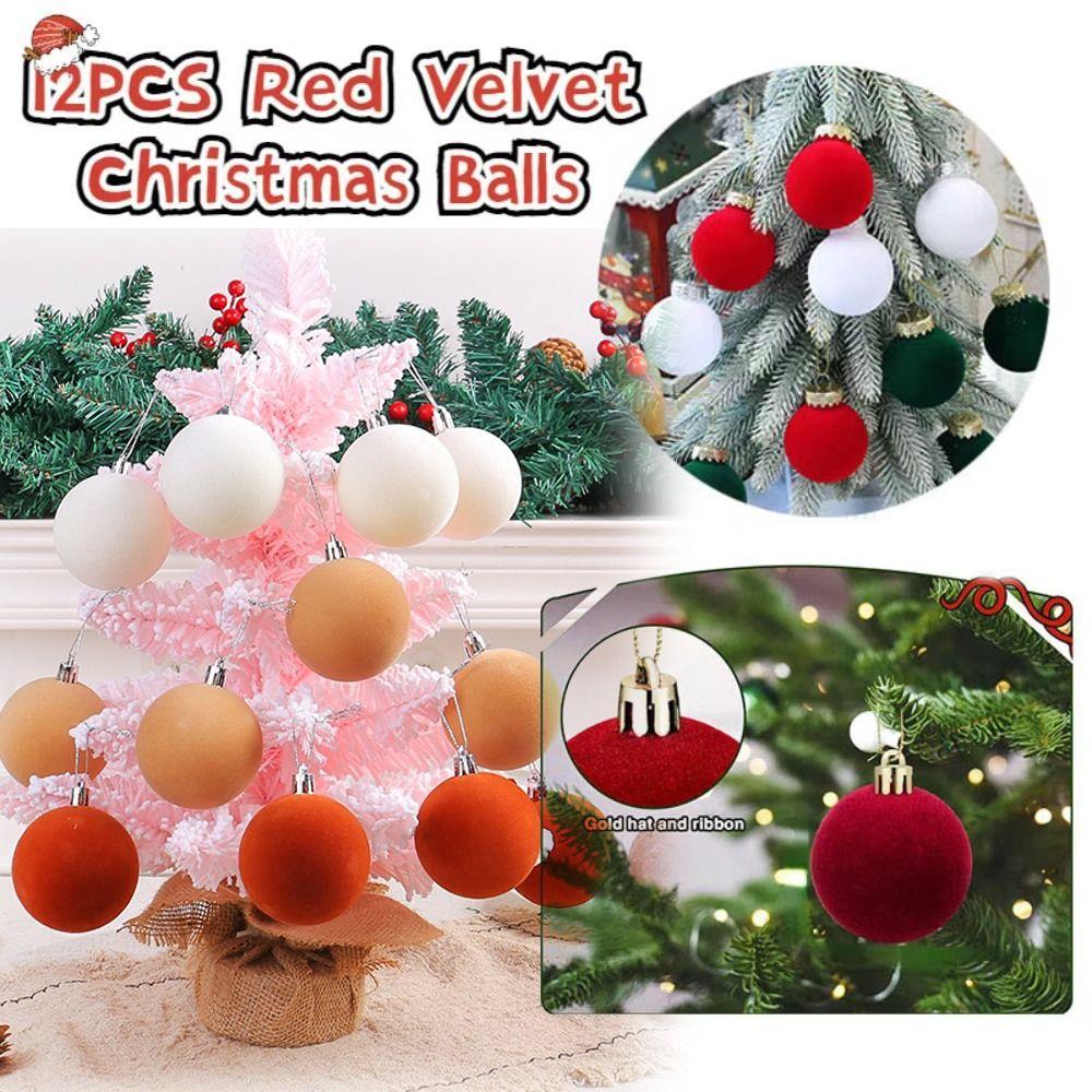 Velvet Christmas Balls Soft Flocking Finish Hanging Ornaments Christmas Tree