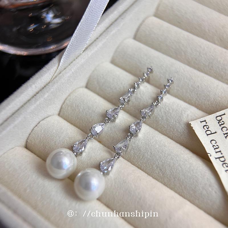 Длинные серьги-клипсы с кисточками, украшенные цирконием, для непроколотых ушей — элитный нишевый дизайн