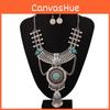 Ethnic Simulation Style Gemstone Decoration Women Necklace And Set Earring