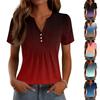 Женские Топы Элегантные Повседневные Рубашки с V-образным вырезом и коротким рукавом Плиссированные Блузки Туника на пуговицах