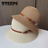 Пляжная шляпа Vacation Wind с пряжкой на поясе и небольшим краем, женская повседневная шляпа от солнца, британская мода, соломенная шляпа с защитой от ультрафиолета