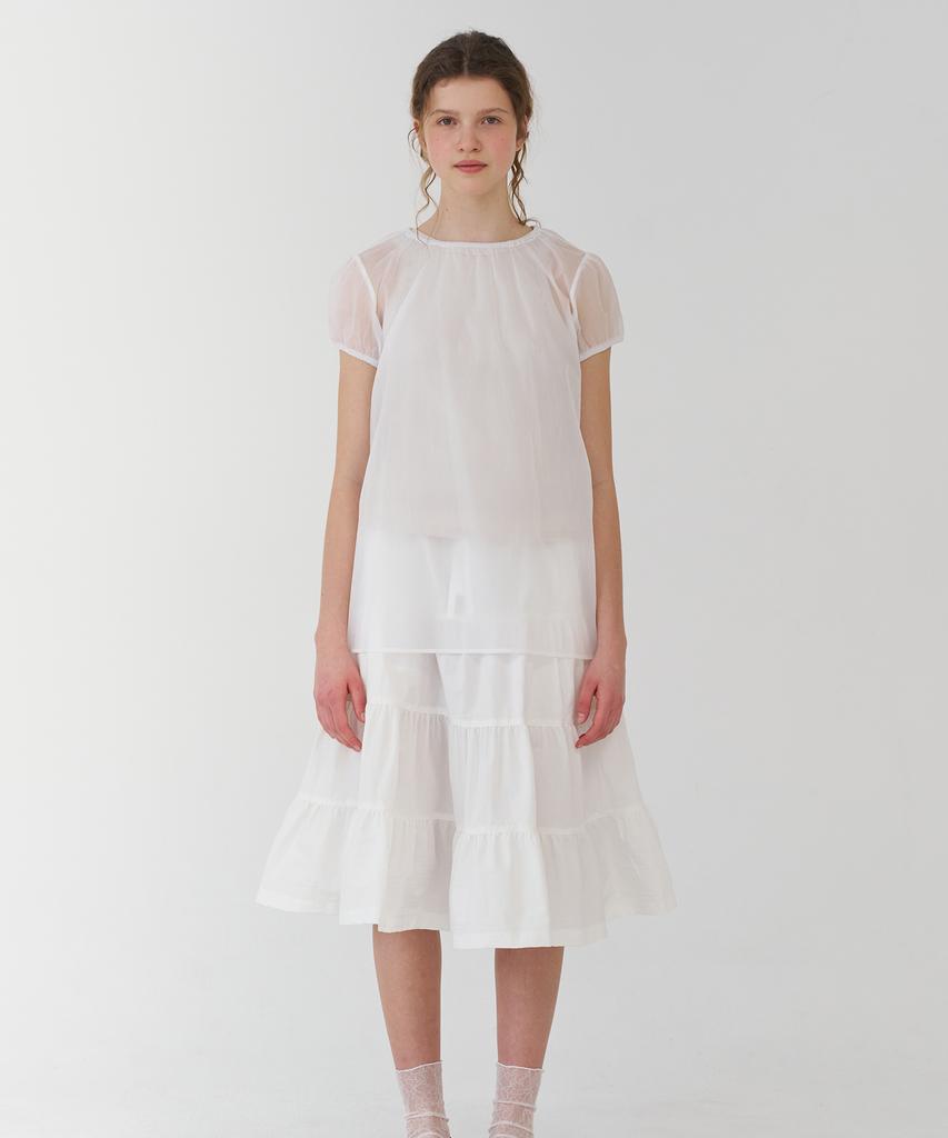 PESTO Sheer Shirring Blouse White