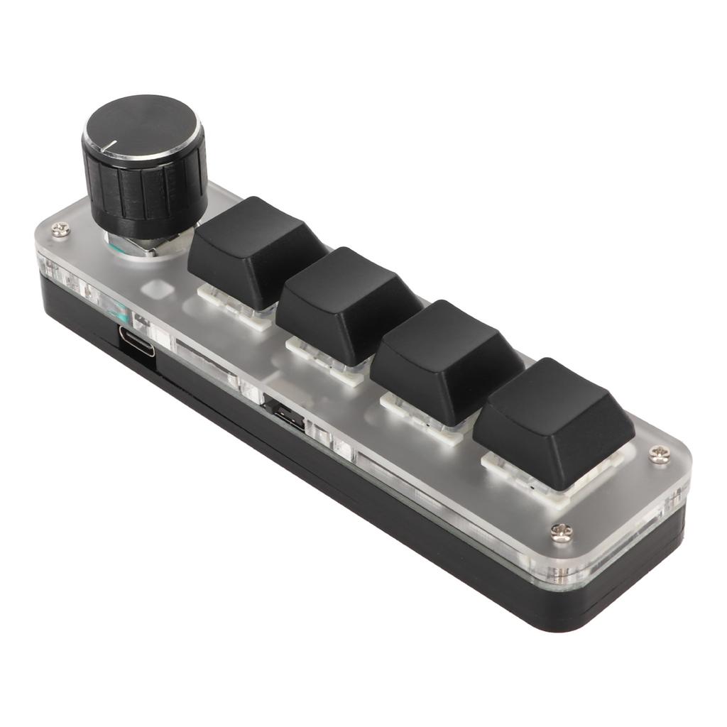 USB Mini 4-клавишная клавиатура с ручкой, синим переключателем, подсветкой RGB, двухрежимным подключением, программируемая своими руками