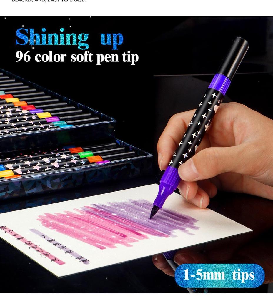 Dual-Headed Glitter Acrylic Marker Pen - Opaque, Double-Color, Superimposable