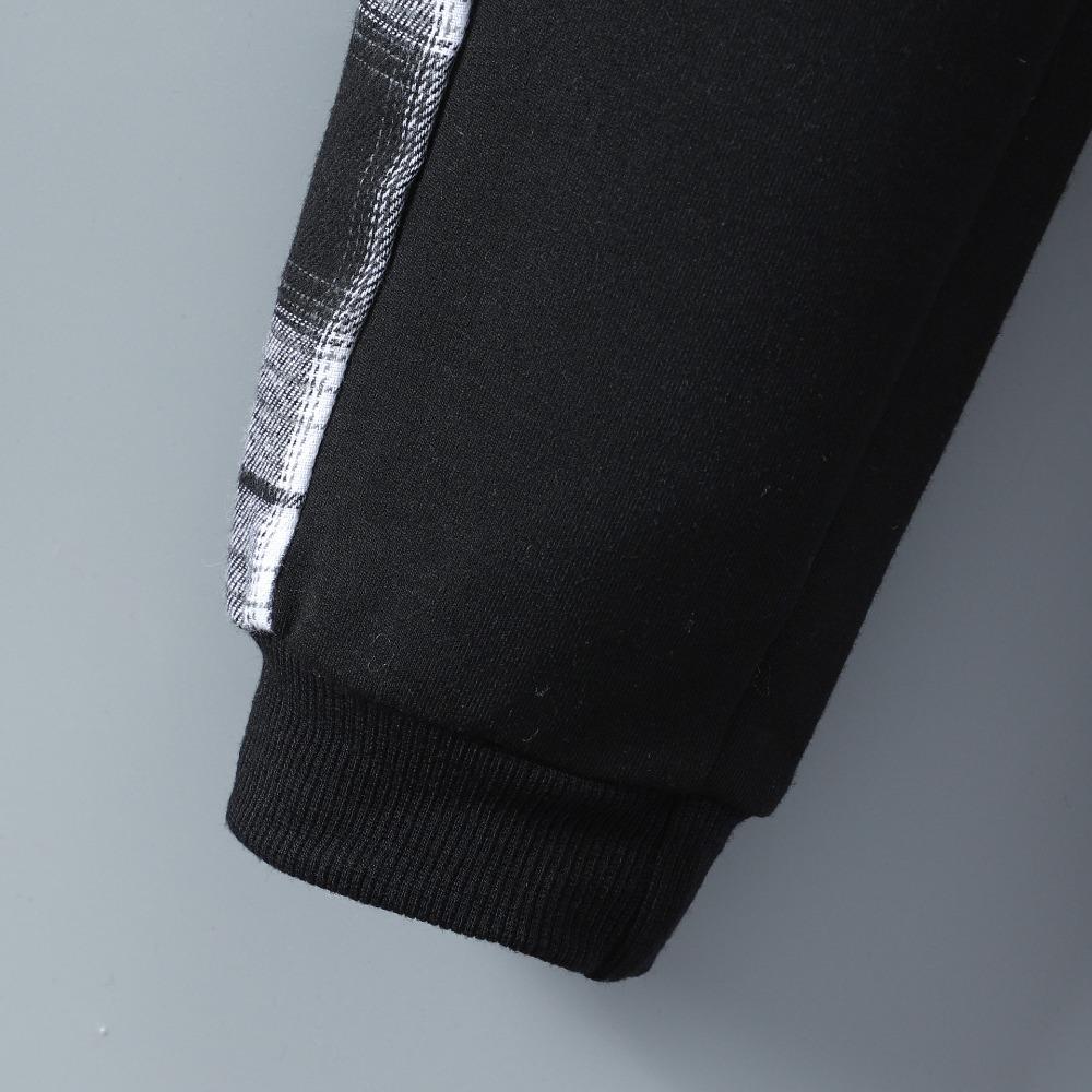 Детская одежда Осень/Зима Комплект из двух предметов для мальчиков: клетчатая толстовка с капюшоном контрастной расцветки и брюки с длинными рукавами (Топ + Брюки)