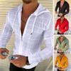 New Men's Shirt Casual Long Sleeve Zipper Shirt Slim Fashion Hooded T-shirt Social Men's Top
