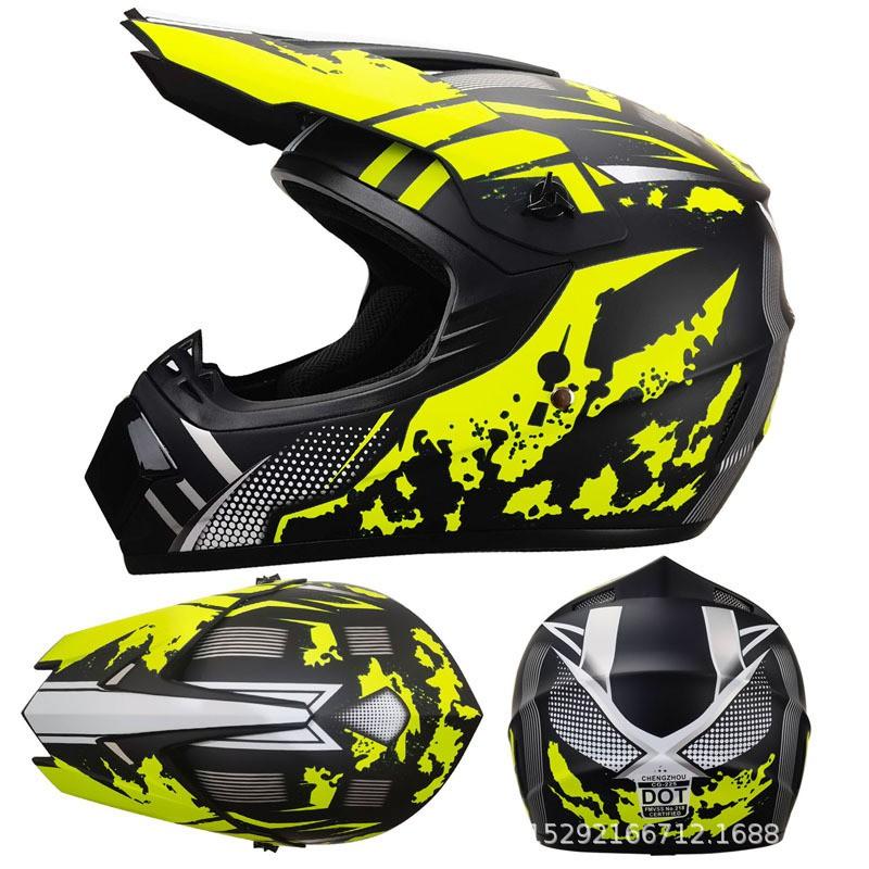 ABS Full-coverage Off-Road Motorcycle Helmet Adults Semi-Open Face Design With Visor Mask Gloves Kit