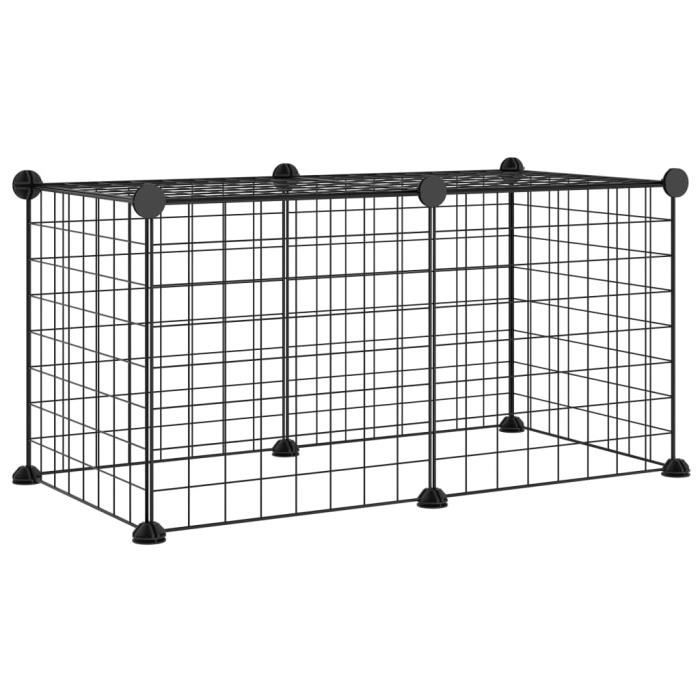 3114049 vidaXL Pet Cage 8 Panels Black 35x35 Cm Steel