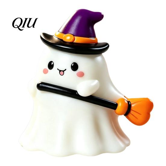 Mini Ghost Figurine Halloween Resin Figurine, Creepy Witch Hat Statue, Table Decor Pumpkin Reading Ornament for Holiday Party Decoration