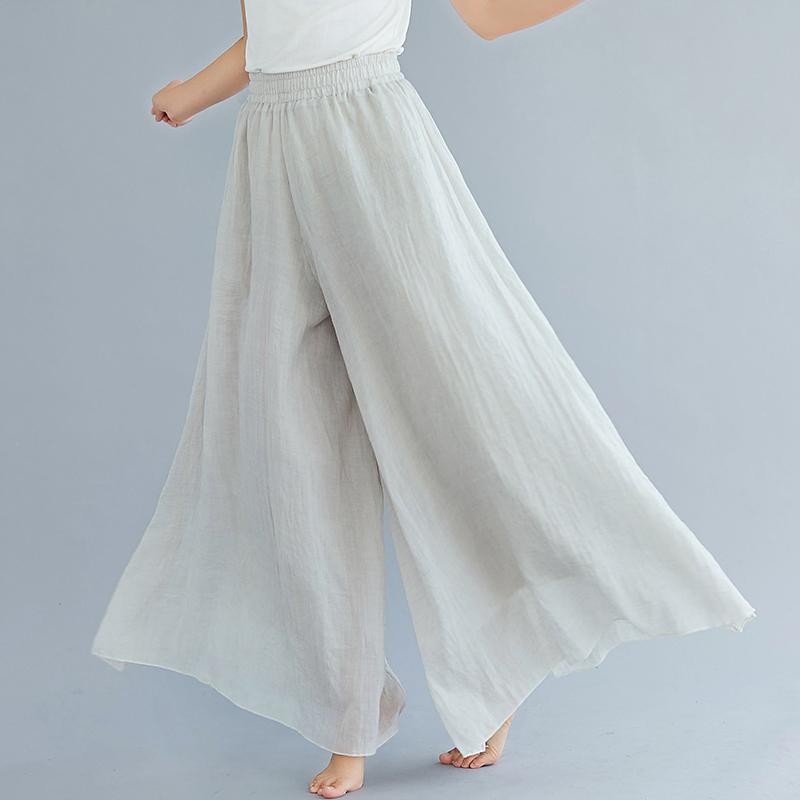 Dimanaf Plus Size 2021 Women Linen Pants Elastic Vintage Korea Basic Female Large Size Fashion Slacks Wide Leg Oversize Loose Pants
