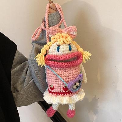 Милая кукольная сумка через плечо, вязаная сумка для повседневного летнего пляжного отдыха, шопинга