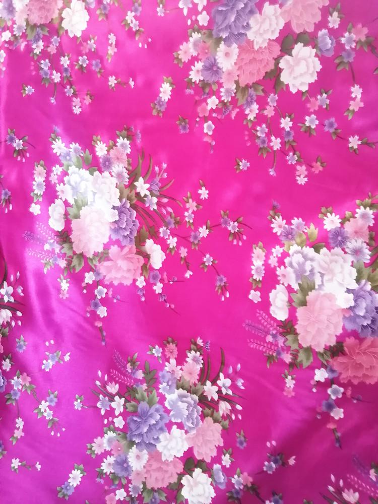 Большая Цветочная Ткань из Шелкового Сатина для Ципао, Подкладки и Ленты для Головного Убора