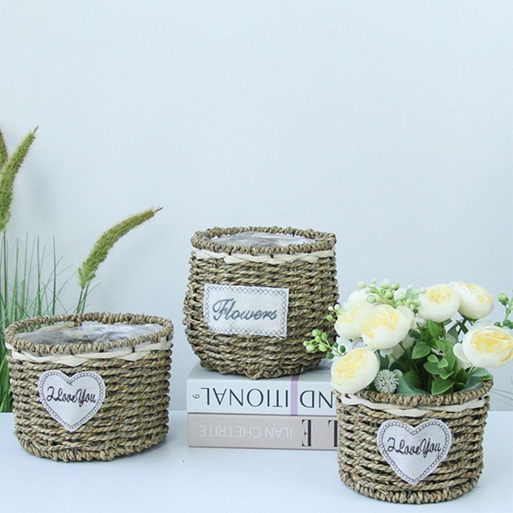 Plant Fiber Hand-woven Flower Baskets Plants Decorative Storage Baskets New Straw Flower Pots