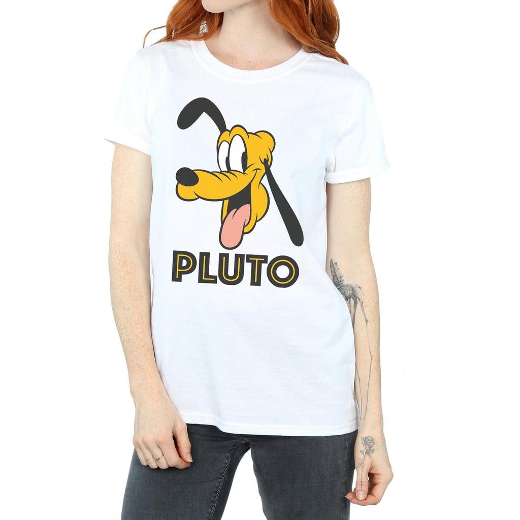 Disney Womens/Ladies Pluto Face Cotton Boyfriend T-Shirt