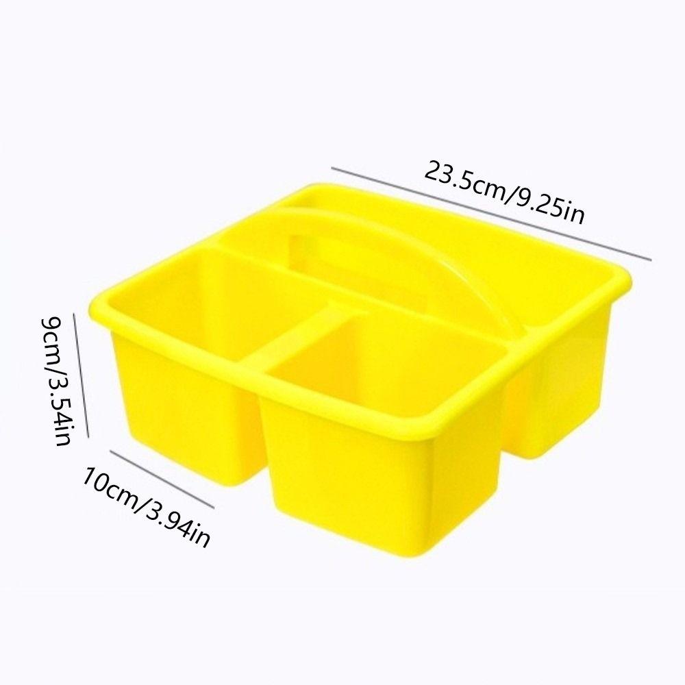 6Pcs/Set 3 Compartments Stationary Storage Basket with Handles Divided Basket Bin  For Paint Brushes