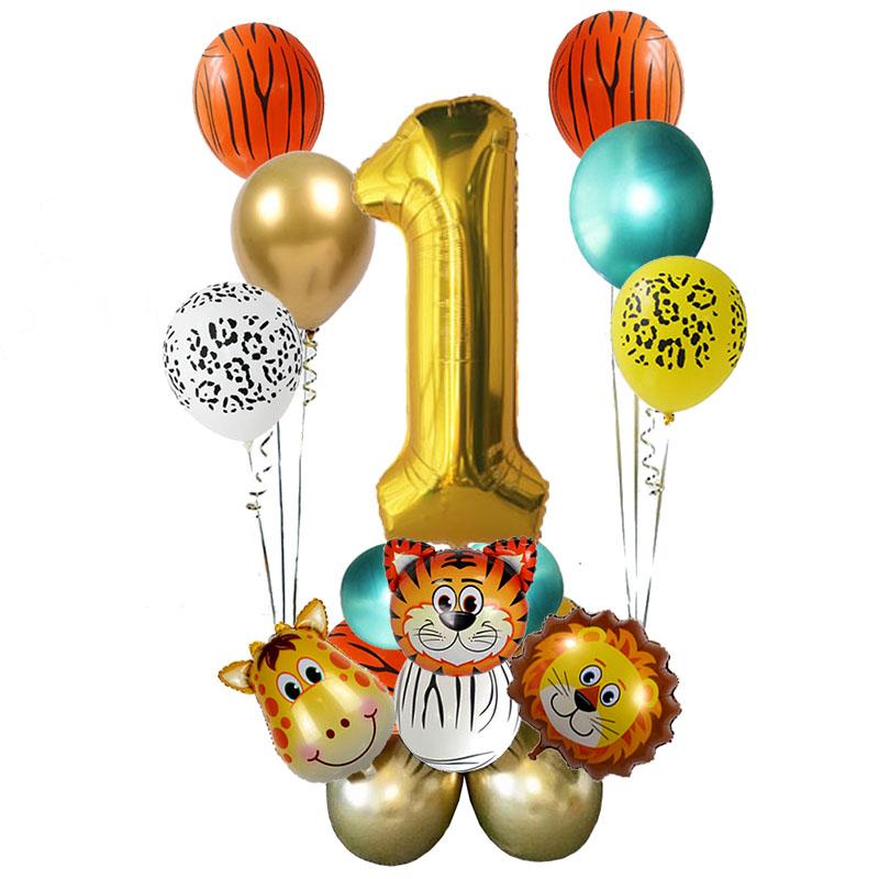 Jungle Safari Birthday Party Animal 30inch Number Foil Balloon Set Jungle Theme Kids 1 2 3 4 5 6 Year Old Birthday Party Decor