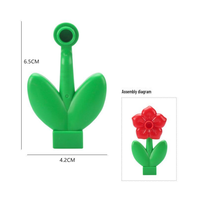 LEGO-Compatible Large Particle Plant Accessories: Trees, Flowers, Grass, and Cactus for Building Block Scenes