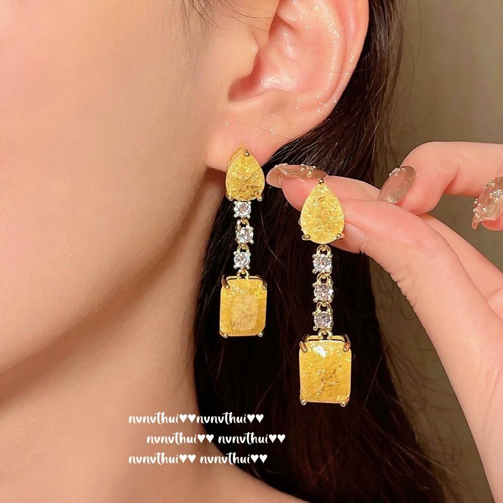 Бразильские Серьги-Тыквы из Халцедона и Агата, Семена Воды Yingying, Покрытие 18K Золотом, Комбинация Серьг-Цветы из Циркона Fulu
